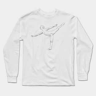 Minimalist Ballet Dancer Line Art - Graceful Arabesque Long Sleeve T-Shirt